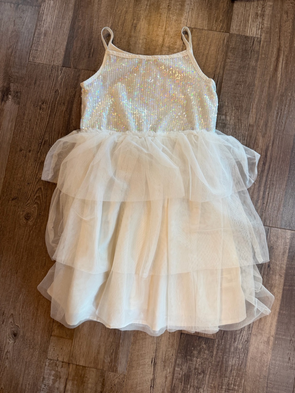Cat & Jack Ivory Sequin Bodice Tulle Party Dress sz8